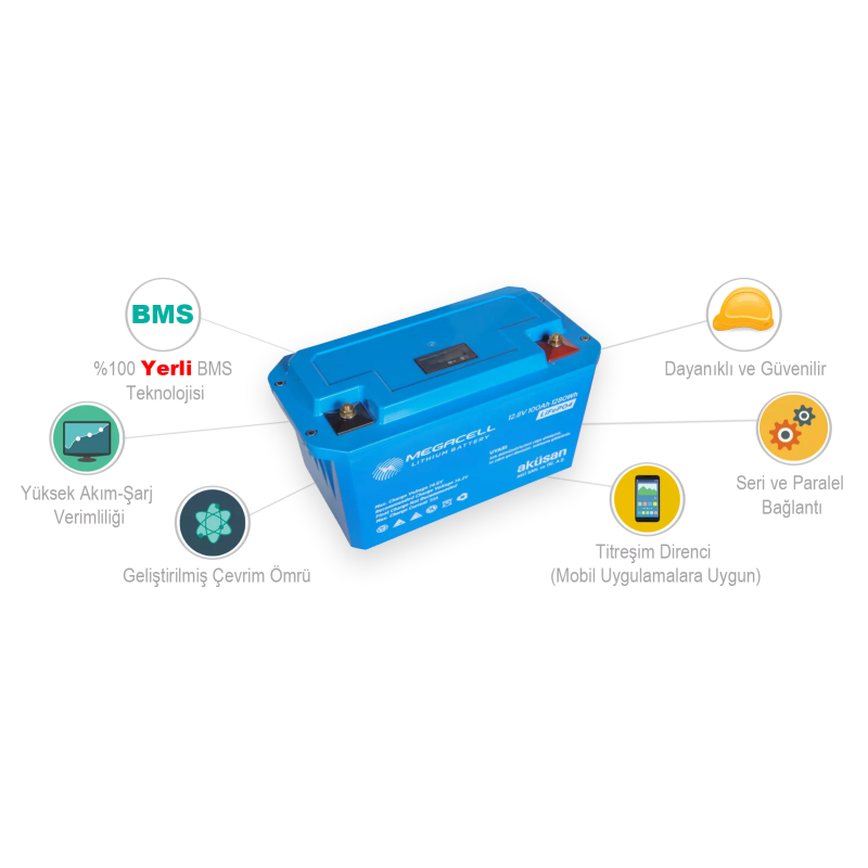 12,8V 120 Ah LİTYUM LİFE P04 - ABS Standart