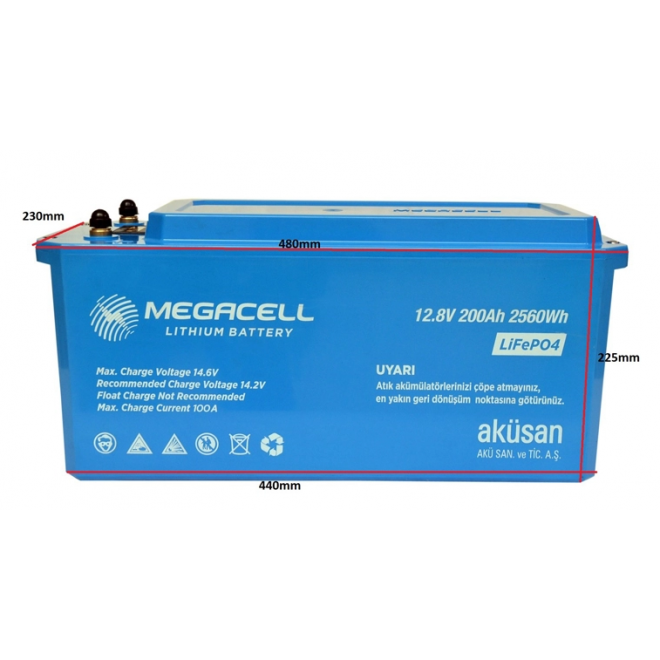12,8V 200 Ah LİTYUM LİFE P04 - ABS Bluetooth