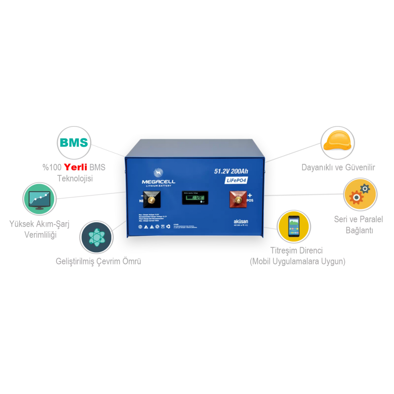 51,2V 200Ah LİTYUM LİFEPO4 - Metal Standart